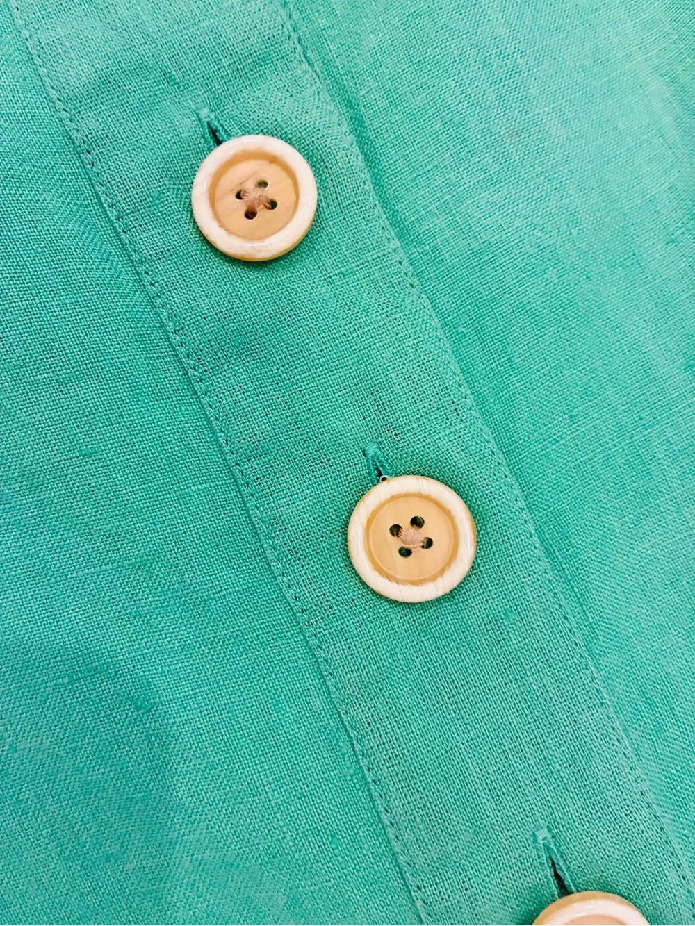 J. Crew Kelly Green Button-Front Puff Sleeve Linen Top XS